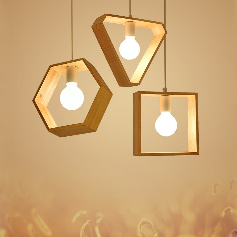 Modern Simplicity Geometry Wood Hardware 1 - Light Pendant Light For Dining Room