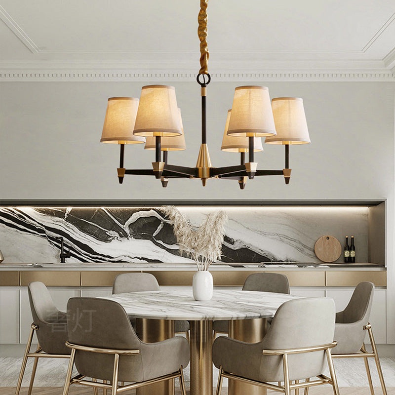 Traditional Vintage Round Branch Linen Copper 3/6/8/10 Light Chandelier For Living Room