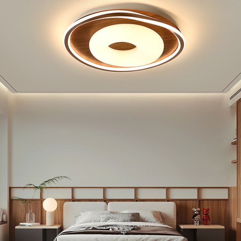 Traditional Vintage Round Iron Aluminum Plastic LED Flush Mount Ceiling Light For Bedroom