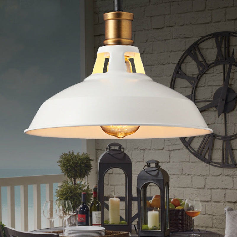 Contemporary Industrial Disc Flared Hollow Cylinder Iron 1-Light Pendant Light For Living Room