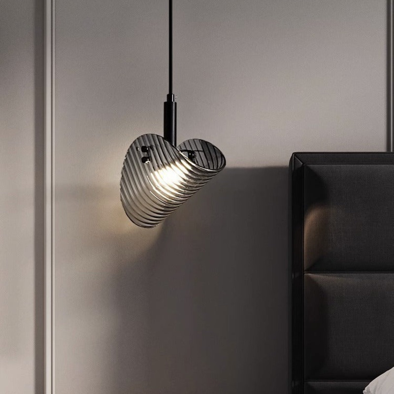 Contemporary Scandinavian Curved Arch Glass Hardware LED Pendant Light For Bedroom