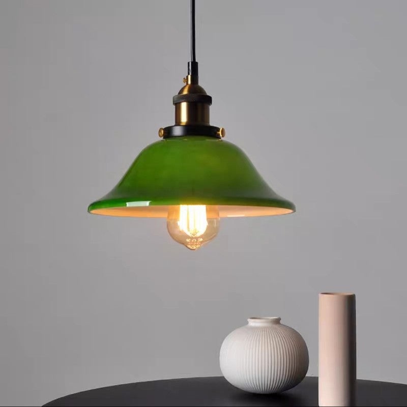 Traditional Vintage Flower Lotus Leaf Petal Hardware Glass 1-Light Pendant Light For Dining Room