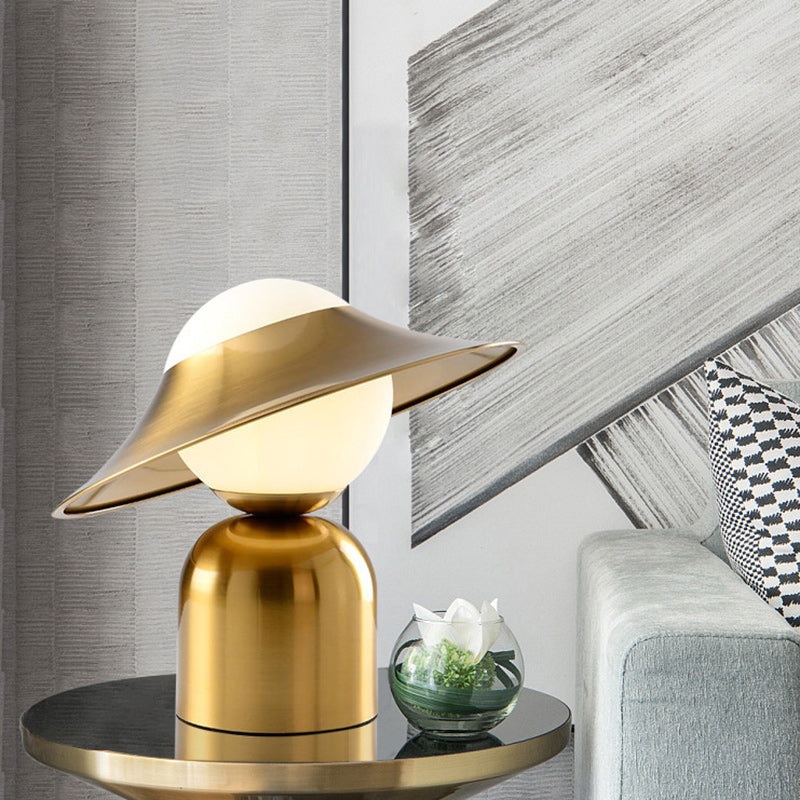 Contemporary Luxury Dome Iron Glass 1-Light Table Lamp For Living Room