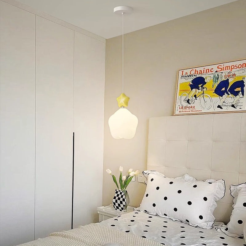 Contemporary Nordic Iron PE Star Moon Cloud LED Pendant Light For Bedside