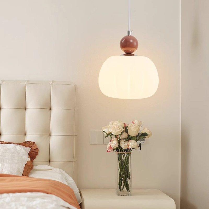 Contemporary Nordic Round Pumpkin Shape Iron Plastic Shade 1-Light Pendant Light For Bedroom