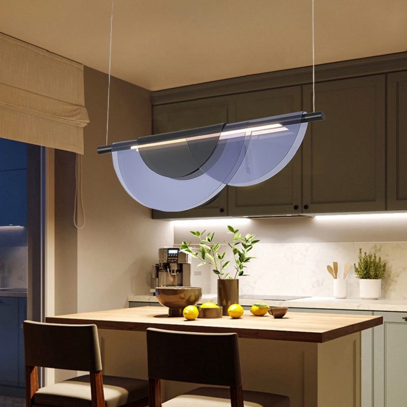 Contemporary Scandinavian Half Round Long PVC Iron LED Chandelier For Living Room