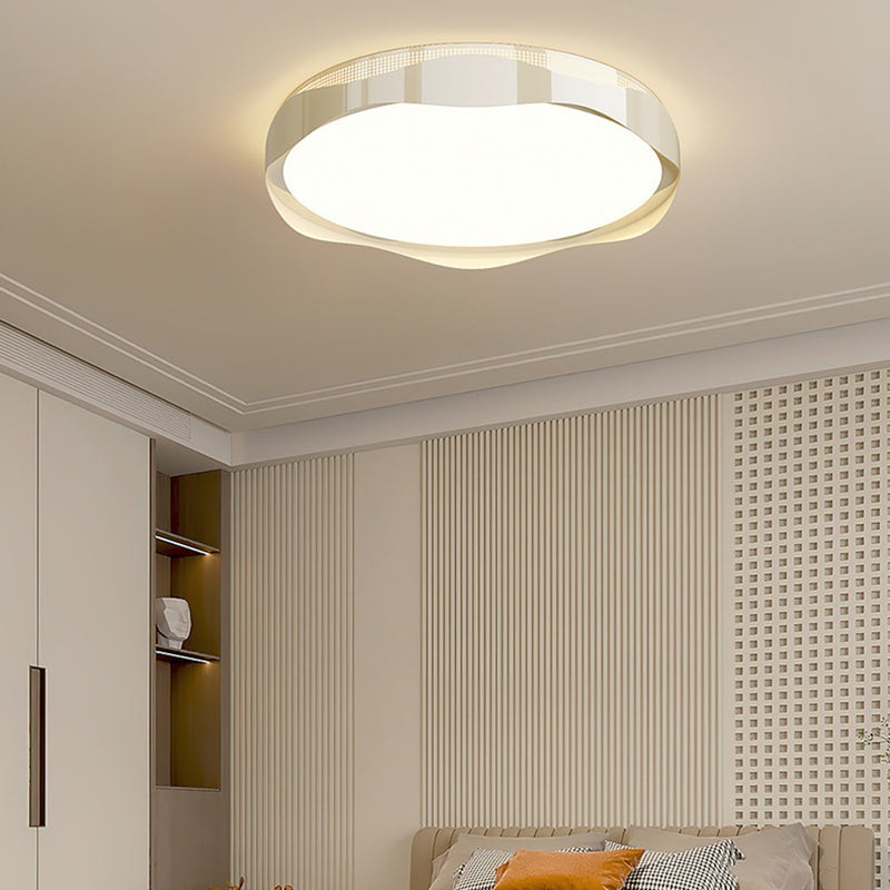 Traditional French Round Iron Plastic LED Flush Mount Ceiling Light For Bedroom