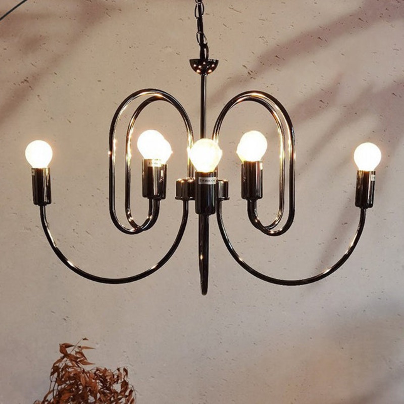 Contemporary Retro Arc Carbon Steel Glass 8/12/16-Light Chandelier For Living Room