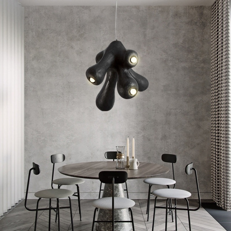 Contemporary Scandinavian Irregular Branching High-Density Polystyrene 6-Light Chandelier For Living Room