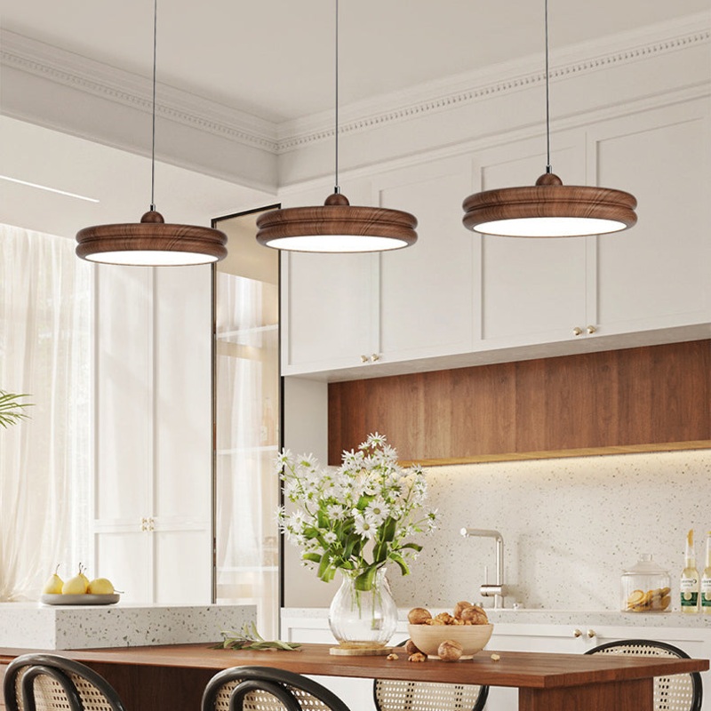 Contemporary Scandinavian Round Acrylic Iron LED Pendant Light For Dining Room