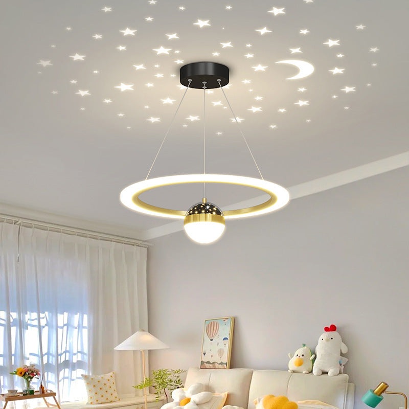 Contemporary Scandinavian Round Cross Orb Acrylic Aluminum Iron LED Chandelier For Living Room
