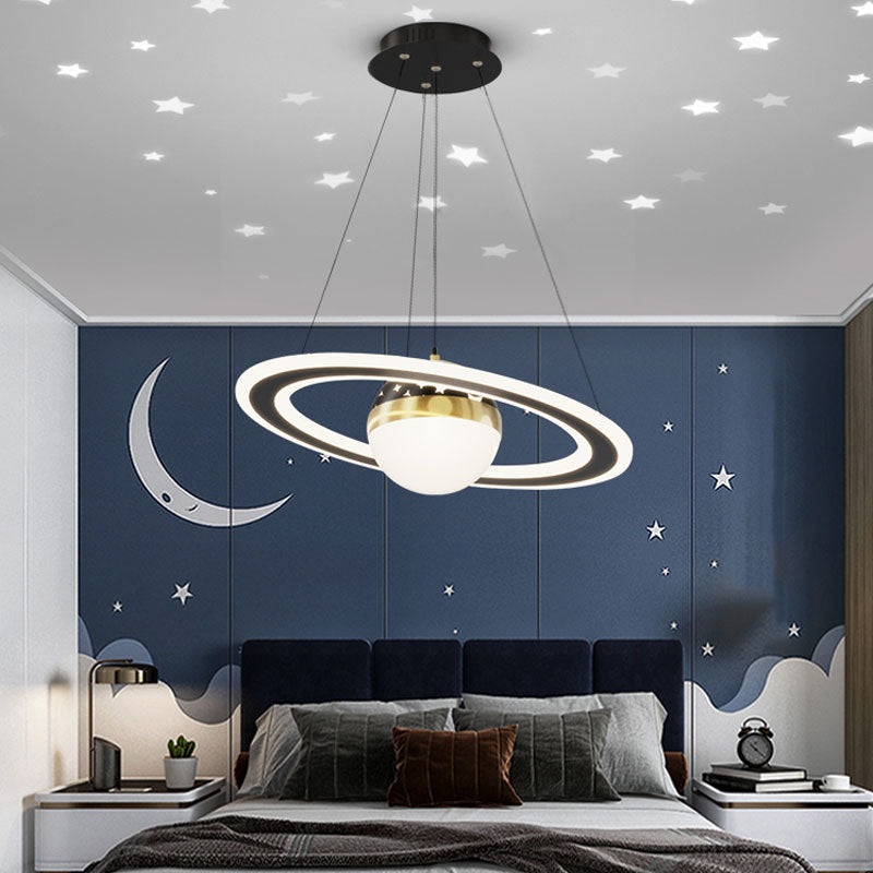 Modern Minimalist Orb Round Acrylic Iron LED Chandelier For Living Room