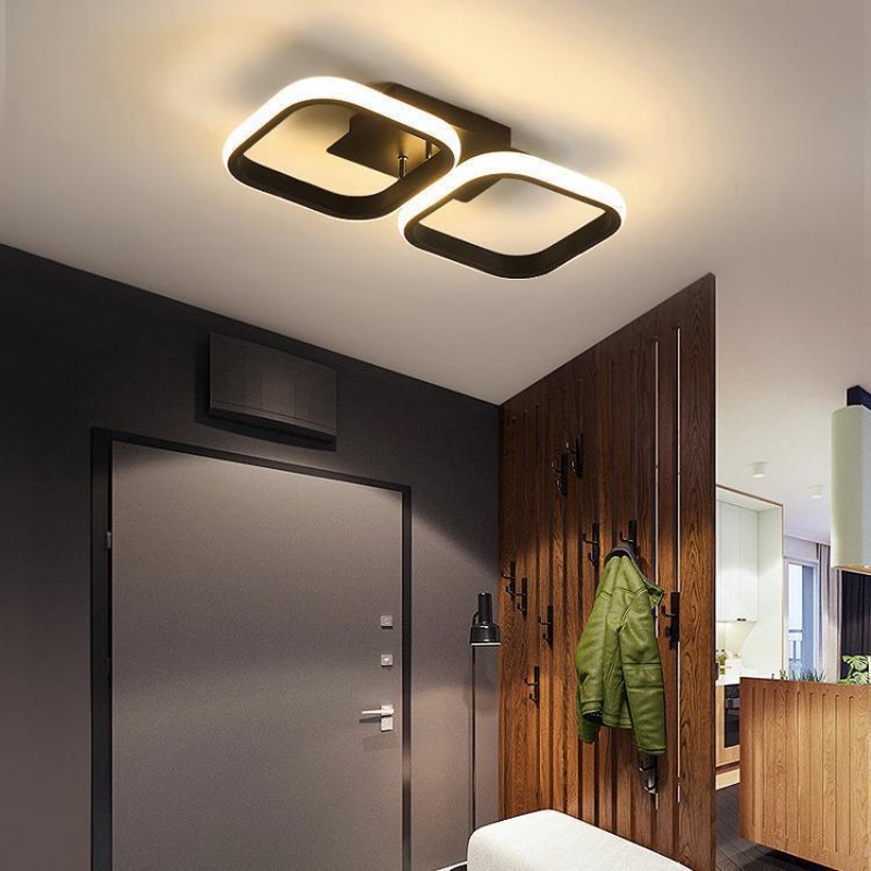 Modern Simplicity Round Square Acrylic Iron LED Semi-Flush Mount Ceiling Light For Hallways