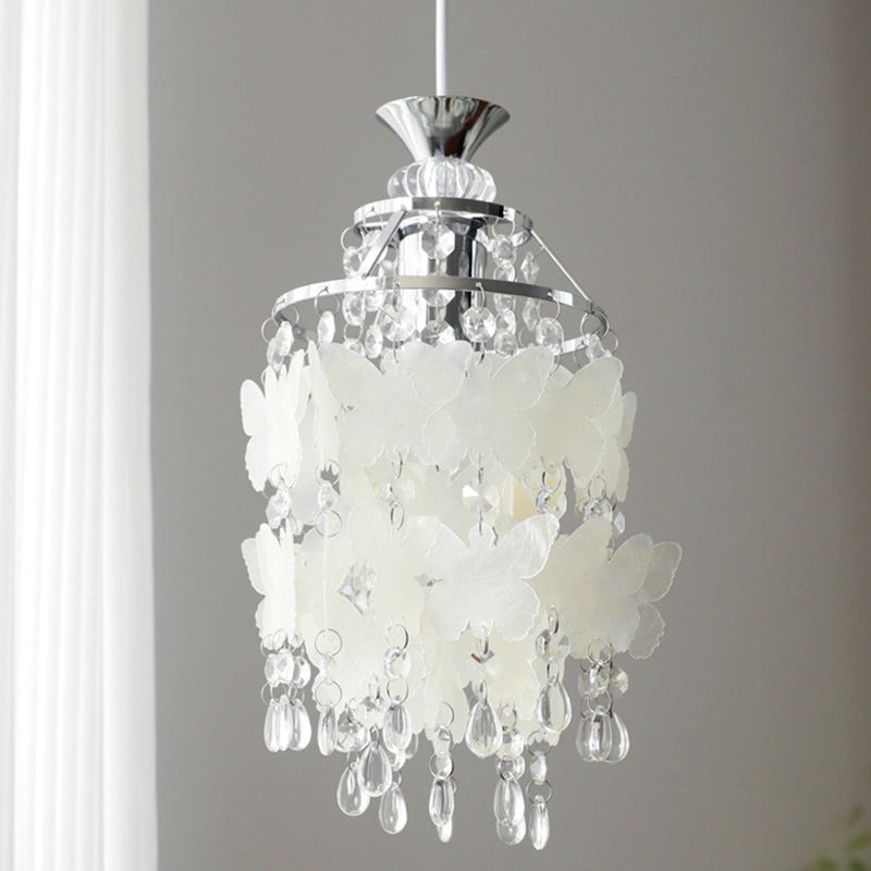 Contemporary Creative Round Shell Butterfly Grape Shape Glass Hardware 1-Light Pendant Light For Living Room