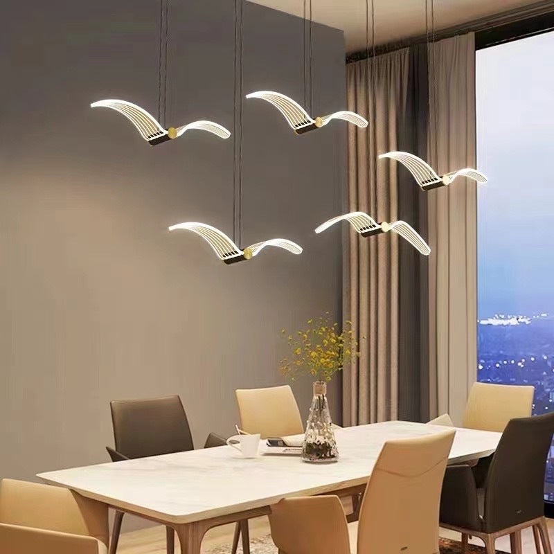 Contemporary Creative Seagull Iron Acrylic LED Pendant Light For Dining Room