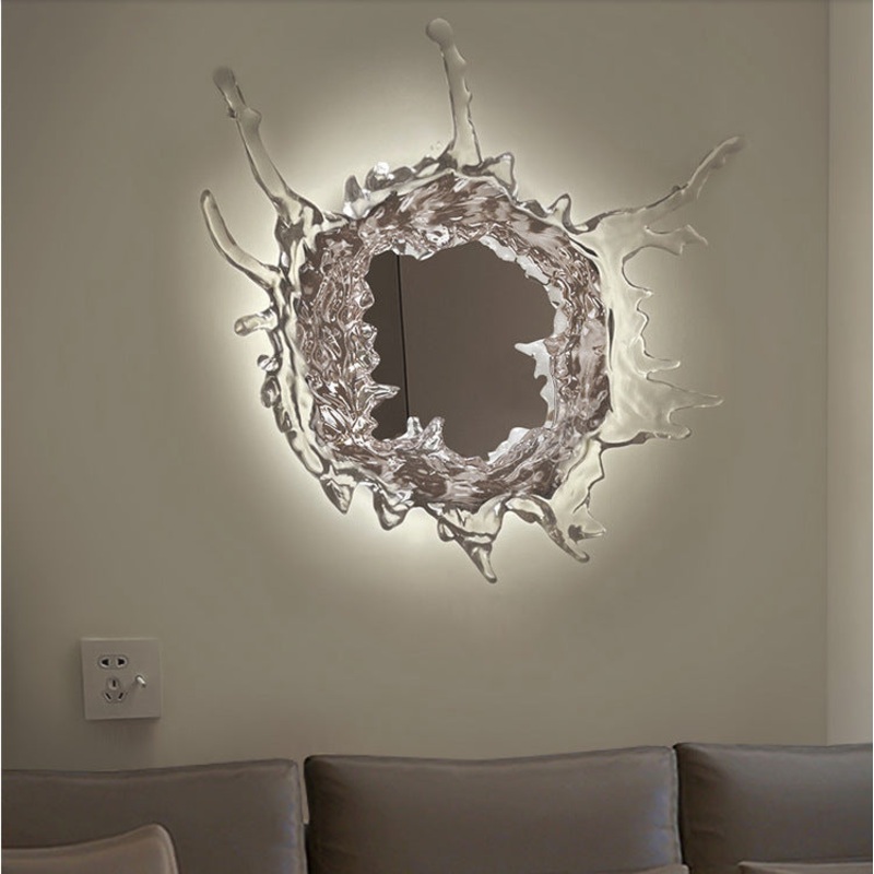 Contemporary Creative Water Splash Stainless Steel Acrylic LED Wall Sconce Lamp For Bathroom