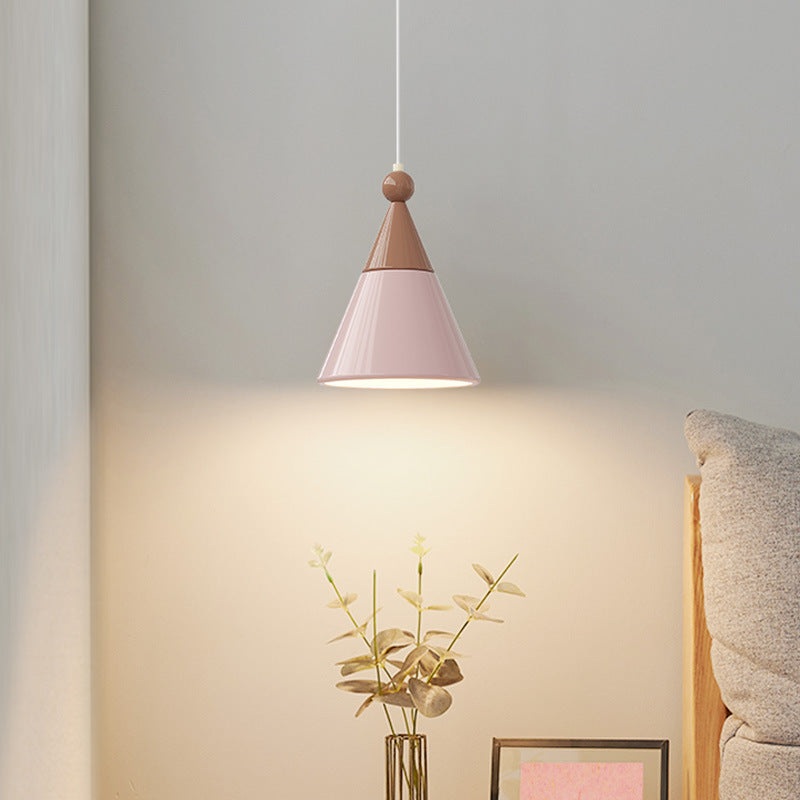 Contemporary Nordic Hardware Resin Conical 1-Light Pendant Light For Bedroom