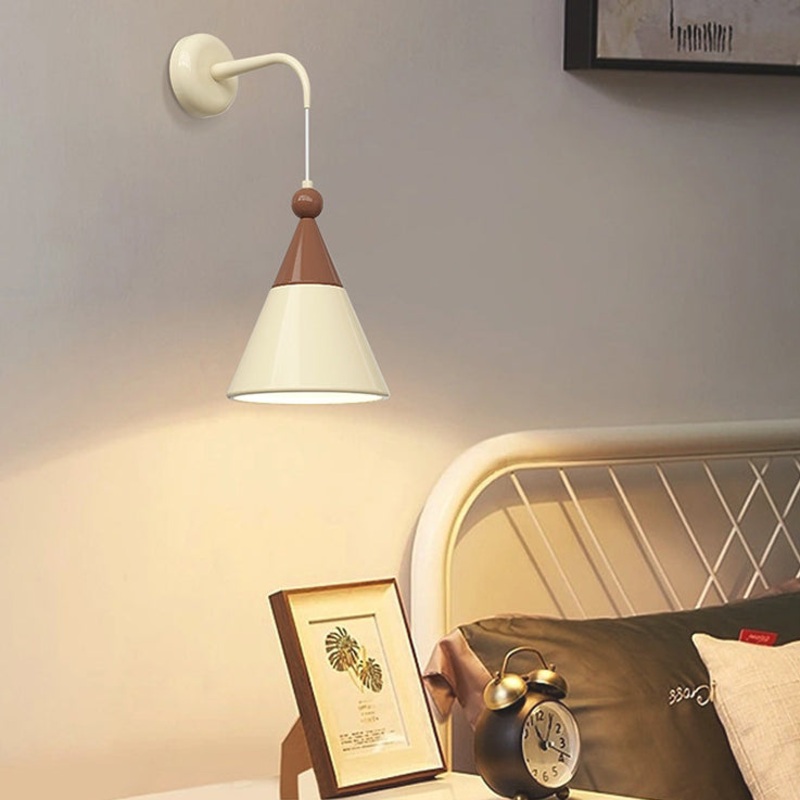Contemporary Nordic Hardware Resin Conical 1-Light Wall Sconce Lamp For Bedroom