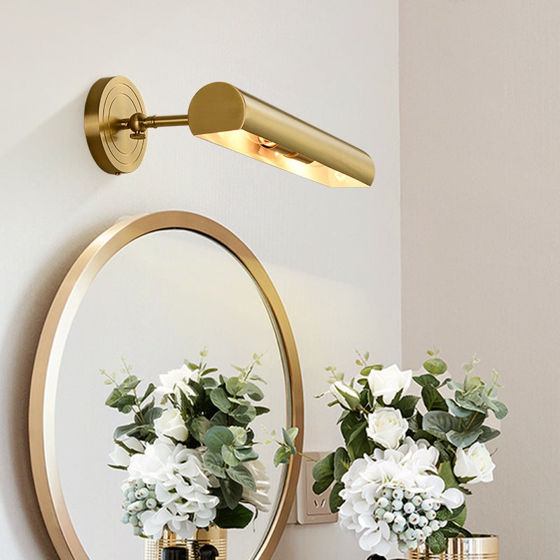 Contemporary Nordic Long Cylinder Brass 2-Light Vanity Light Wall Sconce Lamp For Bathroom