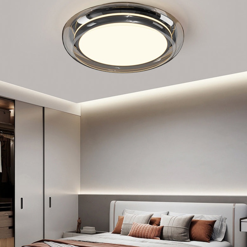 Contemporary Nordic Round Transparent Hardware Acrylic LED Flush Mount Ceiling Light For Bedroom