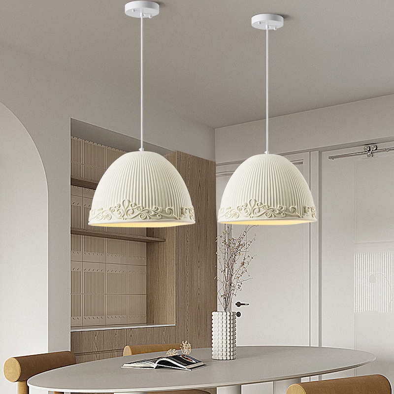Contemporary Scandinavian Bowl Shape Semicircle Glass Resin 1 - Light Pendant Light For Dining Room