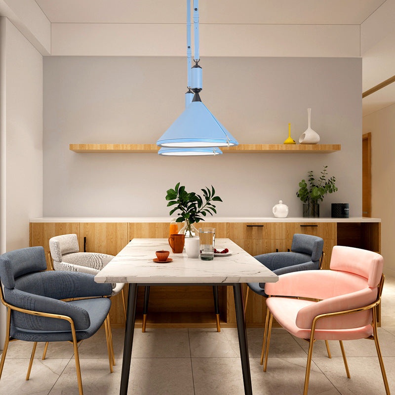 Contemporary Scandinavian Leather Conical Acrylic 1-Light Pendant Light For Bedroom