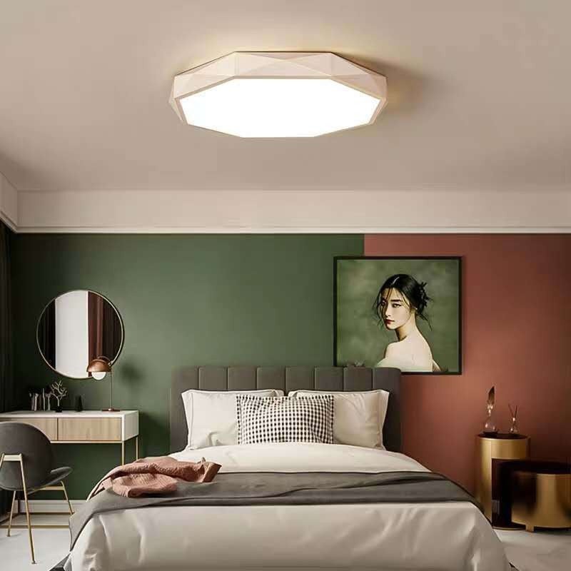 Modern Minimalist Geometric Round Shape Iron Acrylic LED Flush Mount Ceiling Light For Living Room