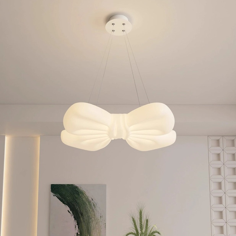 Modern Minimalist Kids Bow Tie Iron Plastic LED Pendant Light For Bedroom