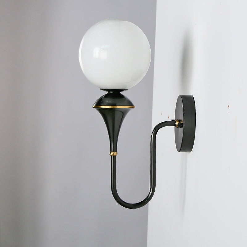Traditional French Globe Copper Glass 1-Light Wall Sconce Lamp For Living Room