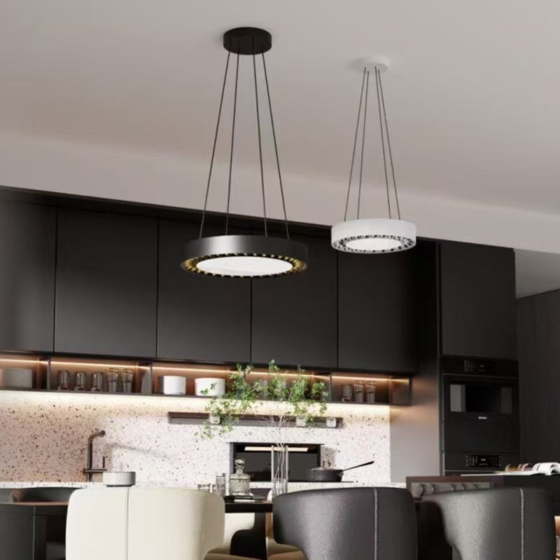 Contemporary Nordic Aluminum Acrylic Round LED Pendant Light For Living Room