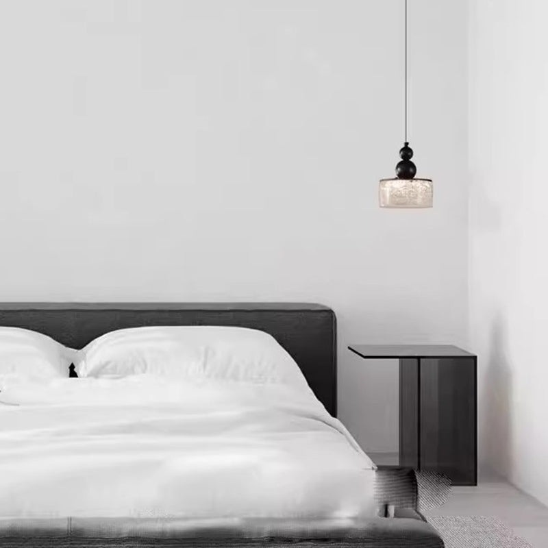 Contemporary Nordic Cylinder Stainless Steel Glass Crystal LED Pendant Light For Bedroom