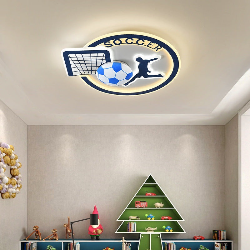 Contemporary Nordic Football Iron Acrylic Round LED Flush Mount Ceiling Light For Living Room