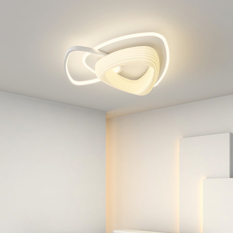 Contemporary Nordic Hardware PE Flower Triangle Round LED Flush Mount Ceiling Light For Bedroom