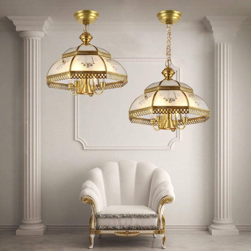 Contemporary Scandinavian Octagonal Floral Round Glass Brass Iron 7-Light Chandelier For Living Room
