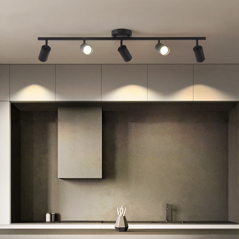 Contemporary Simplicity Iron Aluminum 3/4/5-Light Track Adjustable Spotlight Semi-Flush Mount Ceiling Light For Living Room
