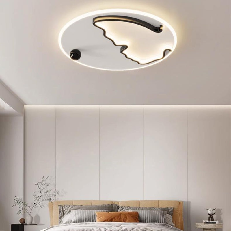 Modern Minimalist Round Ball Butterfly Iron Aluminum Acrylic LED Flush Mount Ceiling Light For Bedroom