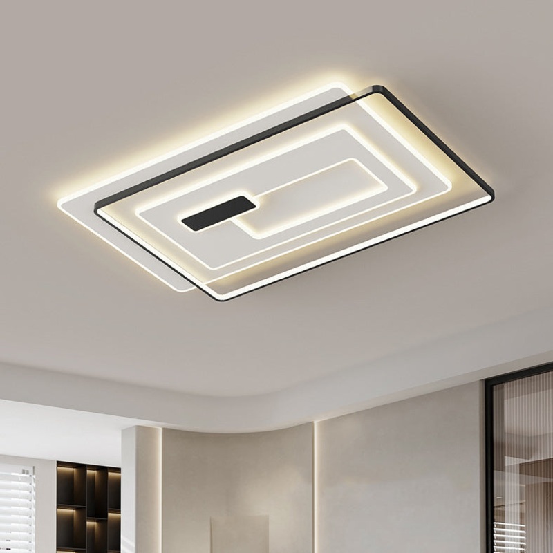 Modern Simplicity Rectangular Iron Acrylic LED Flush Mount Ceiling Light For Bedroom