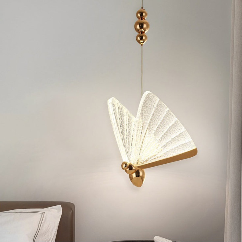 Contemporary Creative Butterfly Acrylic Iron Zinc Alloy LED Pendant Light For Bedroom