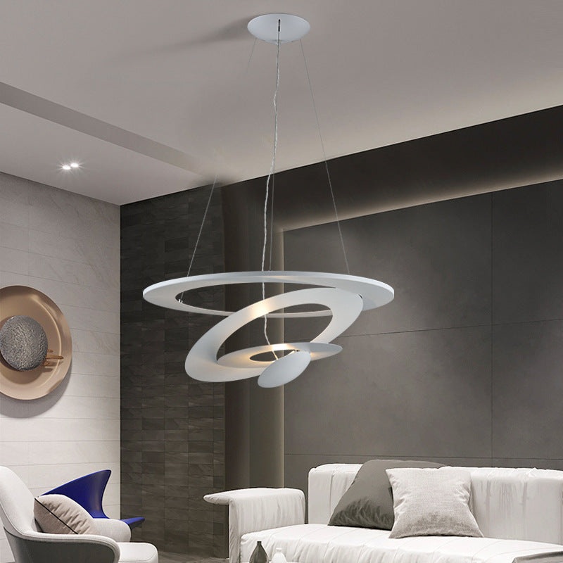 Contemporary Creative Multi-Tier Circle Flying Saucer Iron LED Pendant Light For Living Room