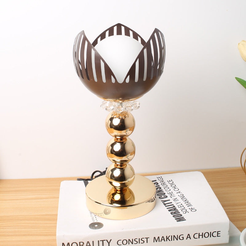 Contemporary Creative Orb Petal Pod Iron LED Table Lamp For Bedroom