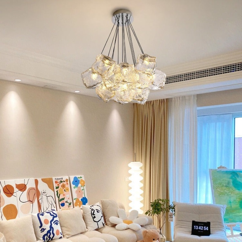 Contemporary Nordic Transparent Blocks Hardware Glass 7/13 - Light Chandelier For Living Room