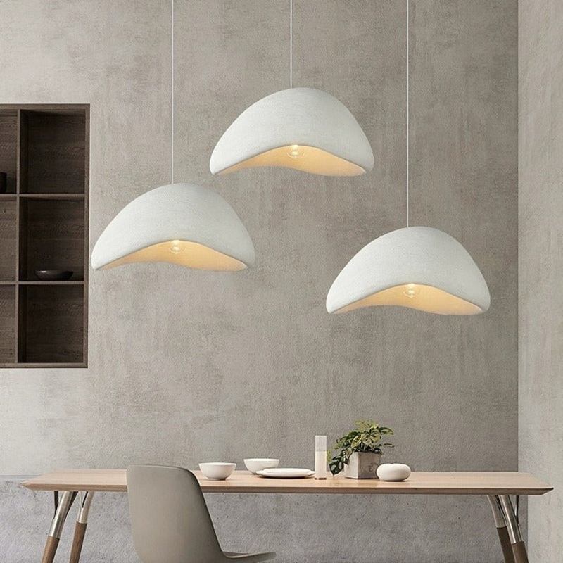 Contemporary Scandinavian Semicircle Polystyrene 1 - Light Pendant Light For Dining Room