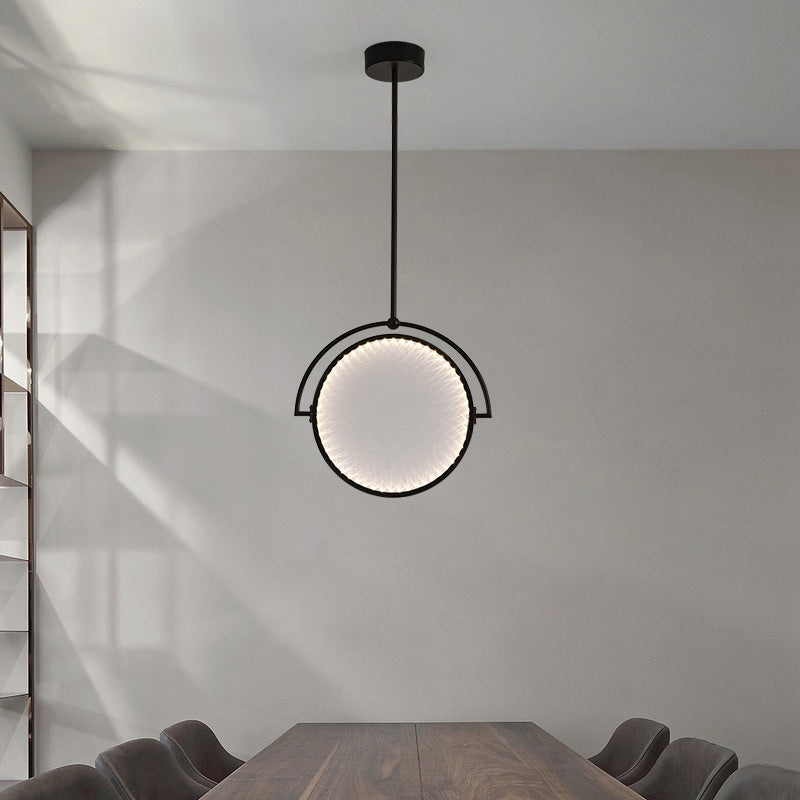 Modern Art Deco Round Reversible Acrylic Iron LED Pendant Light For Dining Room