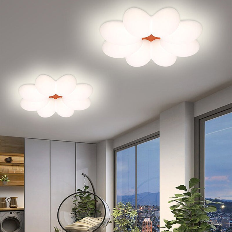Modern Minimalist Floral Round Acrylic PE Iron LED Flush Mount Ceiling Light For Bedroom