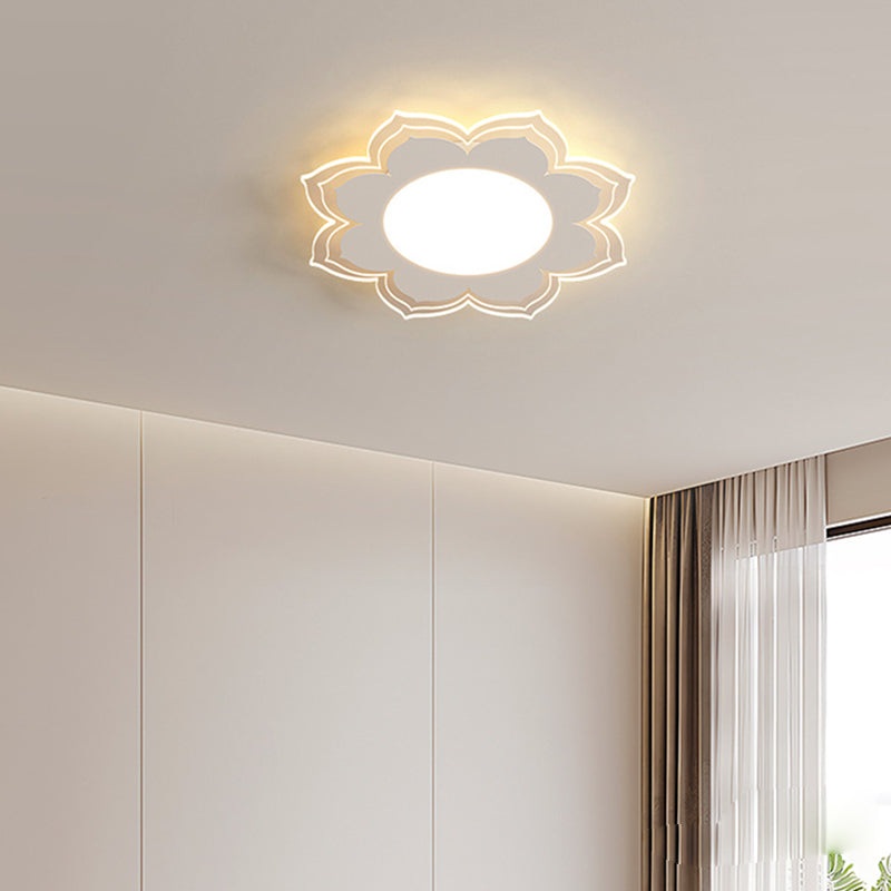 Modern Minimalist Flower Round Acrylic Iron LED Flush Mount Ceiling Light For Living Room