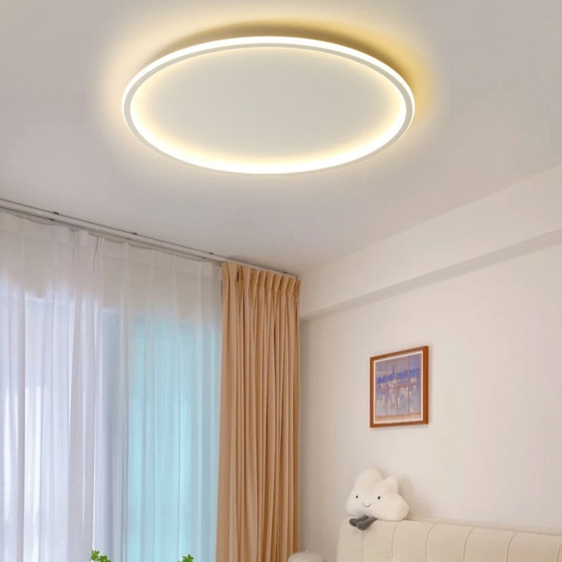 Modern Minimalist Iron Silicone Round LED Flush Mount Ceiling Light For Bedroom
