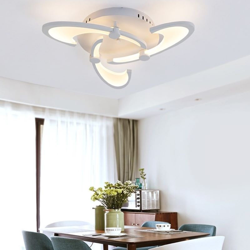 Modern Minimalist Oval Arc Windmill Round Base Iron Acrylic LED Flush Mount Ceiling Light For Living Room