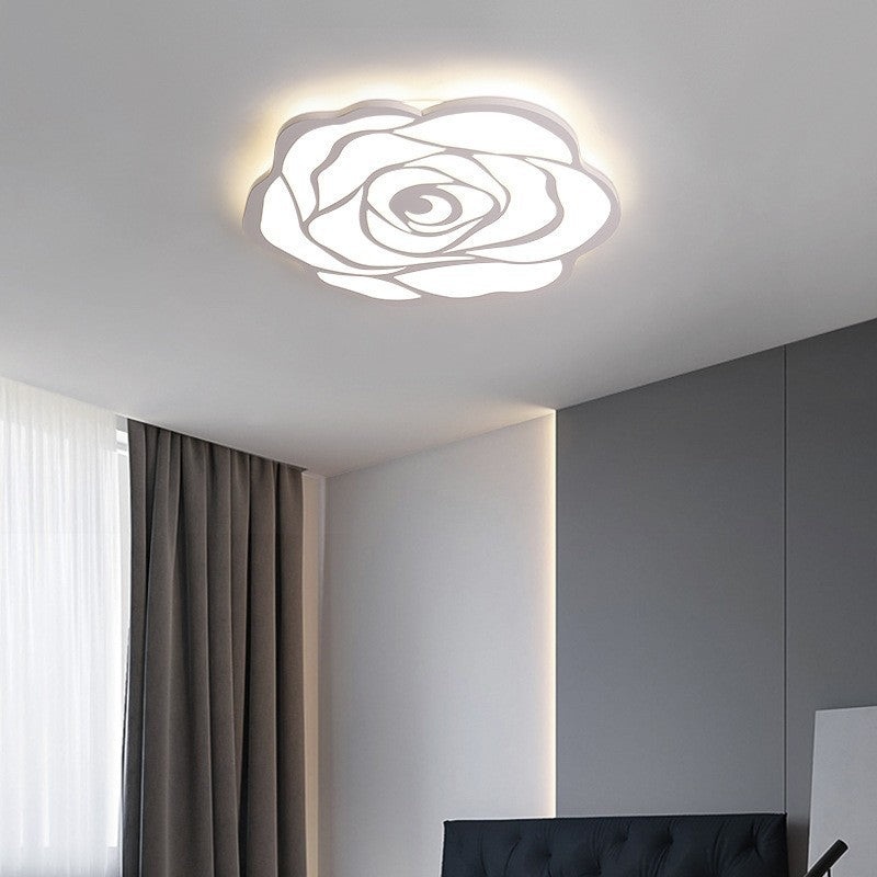 Modern Minimalist Rose Iron Acrylic LED Flush Mount Ceiling Light For Bedroom