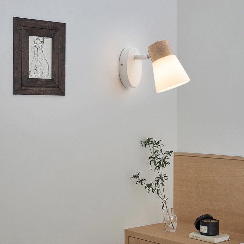Traditional Japanese Drum Wood Iron Glass 1/2-Light Wall Sconce Lamp For Living Room