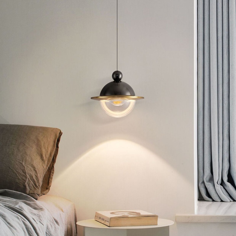 Contemporary Nordic UFO Shape Aluminum Acrylic LED Pendant Light For Bedroom